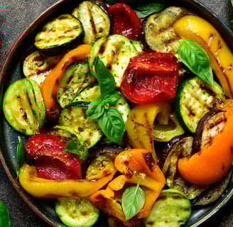 a vibrant array of cooked vegetables in a pan