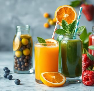 a variety of fruit juices