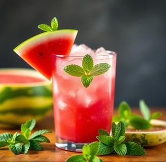 a watermelon drink with a slice of watermelon