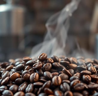 a pile of coffee beans on a table