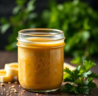 Honey Mustard Dressing in a mason jar