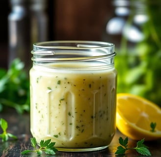 Lemon Herb Dressing in a mason jar