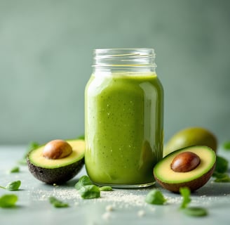 green smoothie in a mason jar