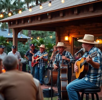 Louisiana cajun outside party with a band playing music