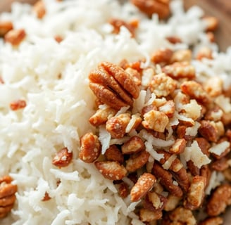 Shredded coconut and crushed pecans
