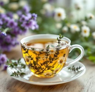 a cup of Soothing Chamomile Lavender Infusion Tea