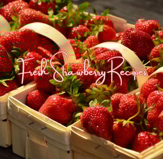 baskets of strawberries are displayed in baskets