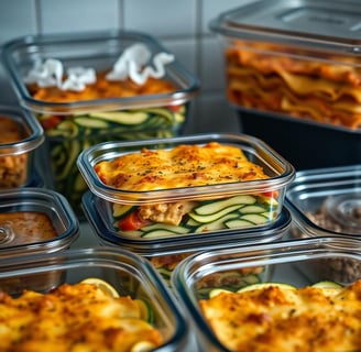 zucchini lasagna in containers