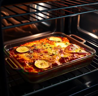 zucchini lasagna in the oven