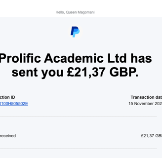 Payment proof for Prolific