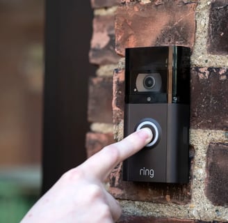 Ringing a Ring Doorbell on a wall