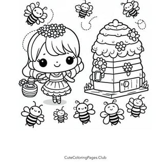 Bees and a Hive Coloring Sheet