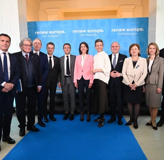 Valérie Hayer with leaders of Renew Europe family