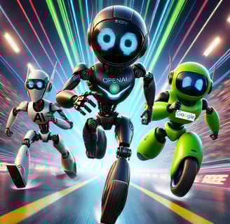 a group of robots in a race track