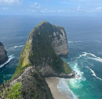 a person standing on a cliff overlooking a body of water