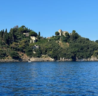 Baia di Portofino con mare e natura