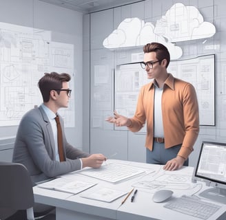 a man in a suit and tie is talking to a man in a suit