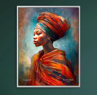 “Thandiwe” – Original painting by Martin Osner. African portrait in textured acrylic. Osner Gallery, Cape Town.