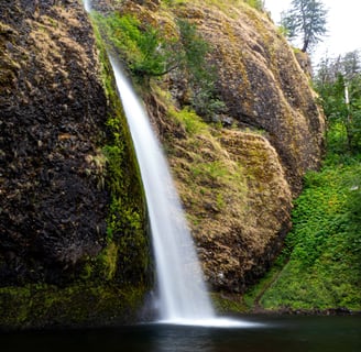 Evening shot of Horsetail Falls at the Gorge in Portland, OR area.  