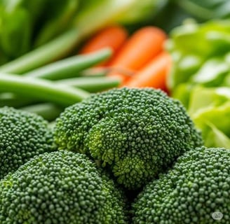 brócolis com outros legumes ricos em fibras como vagem, cenoura e folhas verdes