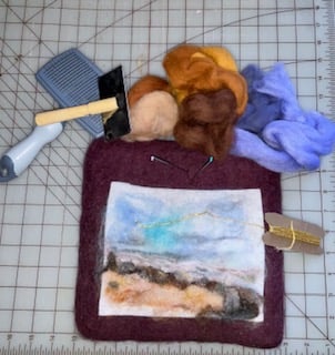 needle felt picture in progress