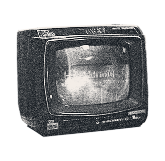 Tv antiga retro em p&b recorte de revista - Exordium Media - Marketing - Agência