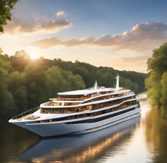 a large white cruise ship on the water