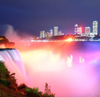 a waterfall in the niagara river at night