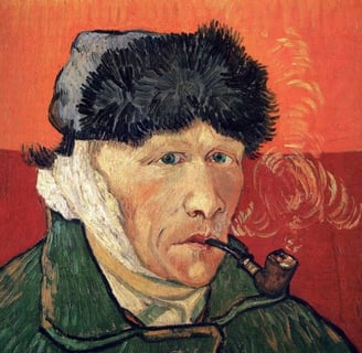  van gogh - a man in a hat and a hat with a pipe pipe smoking a pipe