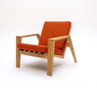 Wedge Designs Verne Easy Chair in Oak and Bute Fabric