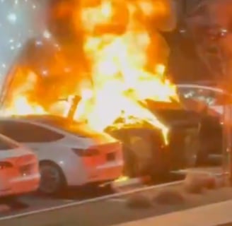 Burning the cars the "Bad Man" built