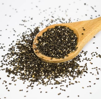 chia seeds on a spoon