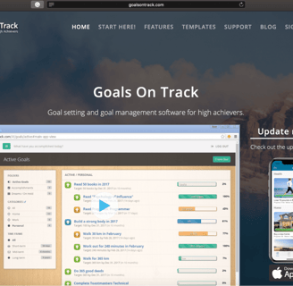a website page with a phone for goals on track