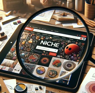 une image qui représente une loupe qui met en évidence le mot niche, et son importance