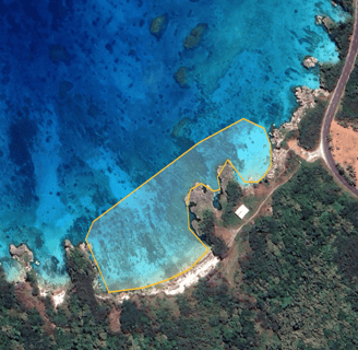 a large blue area with a large body of water