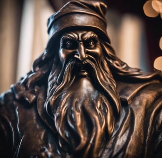 Bronze Evil Santa Statue