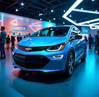 a blue chevrolet bolter is shown in this image