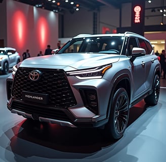 a silver colored toyota suv parked in a showroom