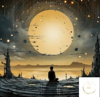 image ia, personne méditant sous la lune