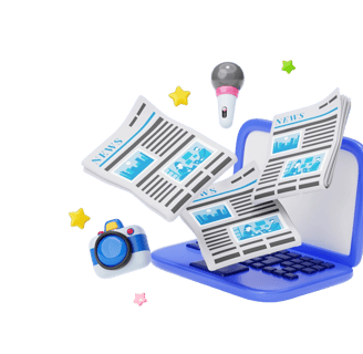 Un ordinateur d'où sort de l'écran des articles de blog