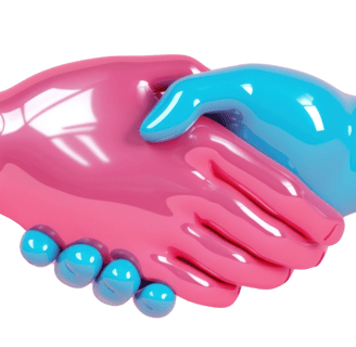a pair of handshake handshake with a pink and blue handshak