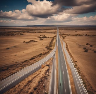 a long road with a car driving down it