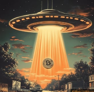 a poster of a flying saucer with a large alien - like object in the