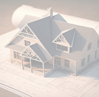 a house model of a house on top of a blueprint