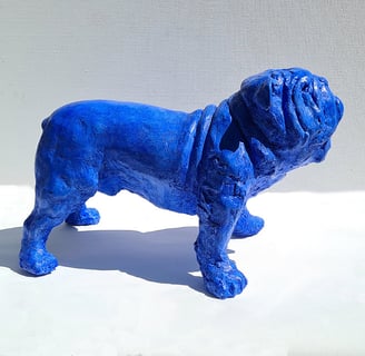Oeuvre d'artiste- sculpture-Bull dog en résine- art animalier