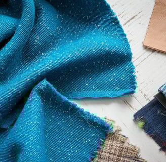 A close-up shot of a textile swatch made of recycled polyester