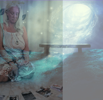Maryann in sacred space offering intuitive soul path reading ceremony