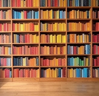 A bookshelf with colorful books