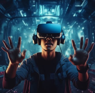 gamer com óculos vr