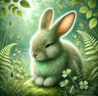 a greenrabbit sitting